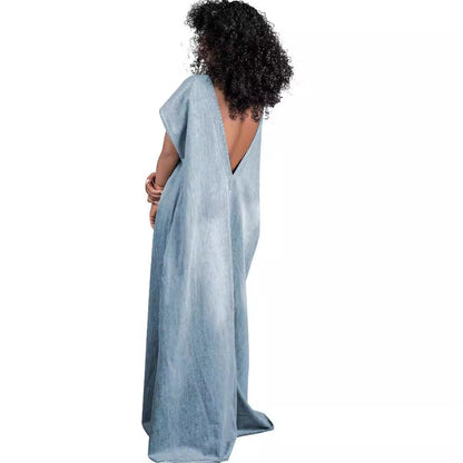 Denim Dress Retro Loose Deep Backless Dresses