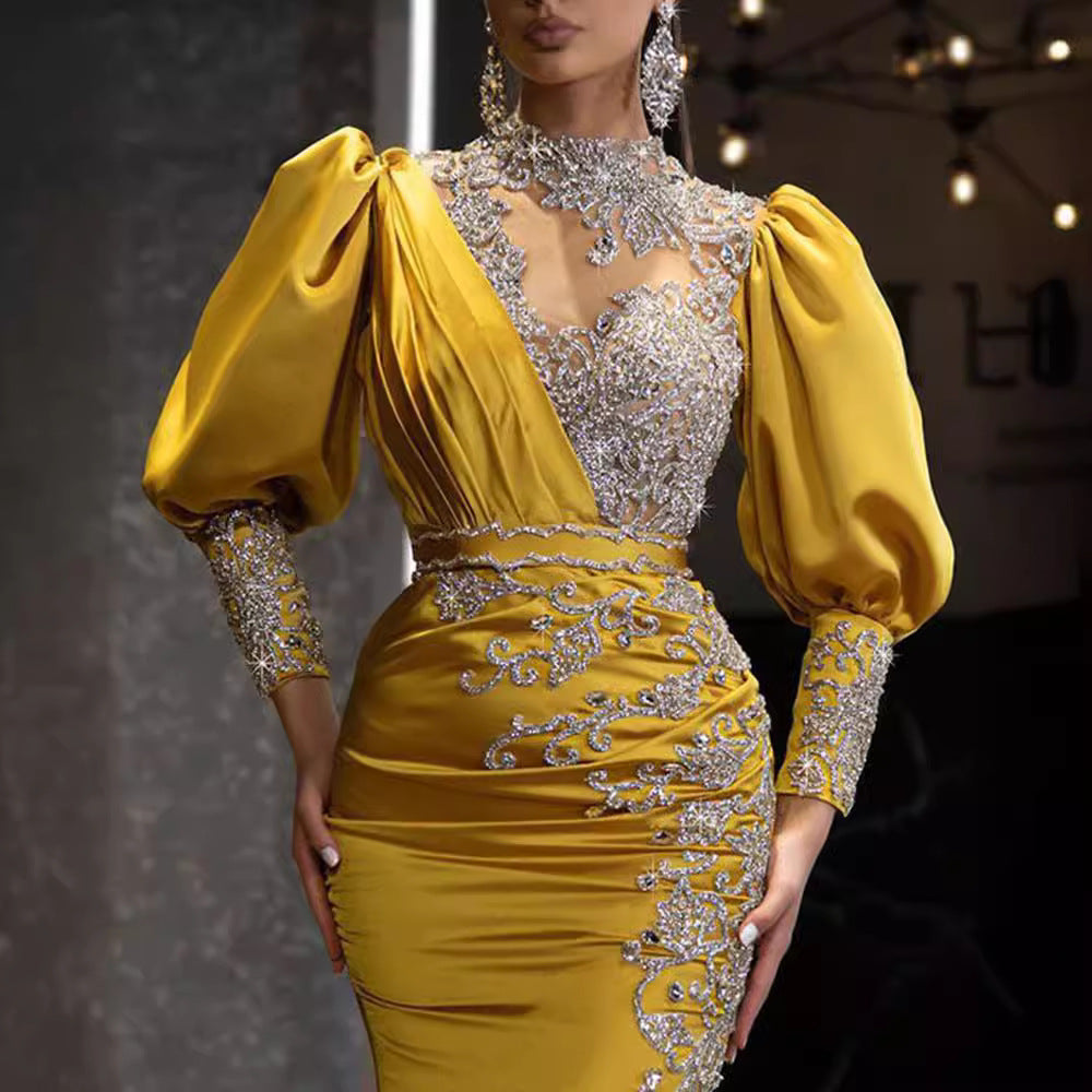 Women's Dress Large Swing Sexy Gold Trailing Wedding Dresses