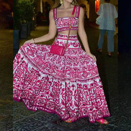 Women's Classic Spring Elegant Printed Sling Suits