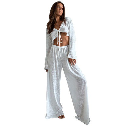 Women's Modal Pajamas Lazy Long-sleeved Trousers Casual Suits