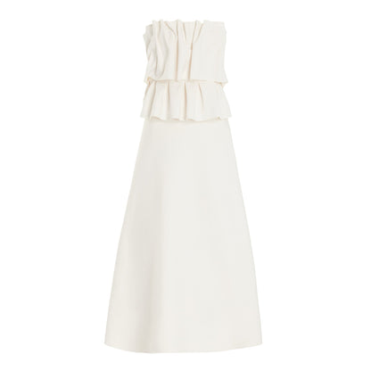 Dress White Pinch Pleated French Stitching Dresses