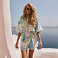 Two-piece Set Decorative Edge Casual Printed Suits
