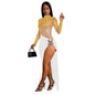 Women's Wear Rhinestone Sexy Cutout Long Sleeve Dresses