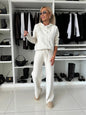 Women's Casual Solid Color Hooded Long Sleeve Lace Wide Leg Suits