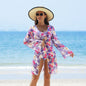 Swimwear Women Split Printed Bikini Bikini Mesh High Waist Swimsuit Three Piece Swimsuit
