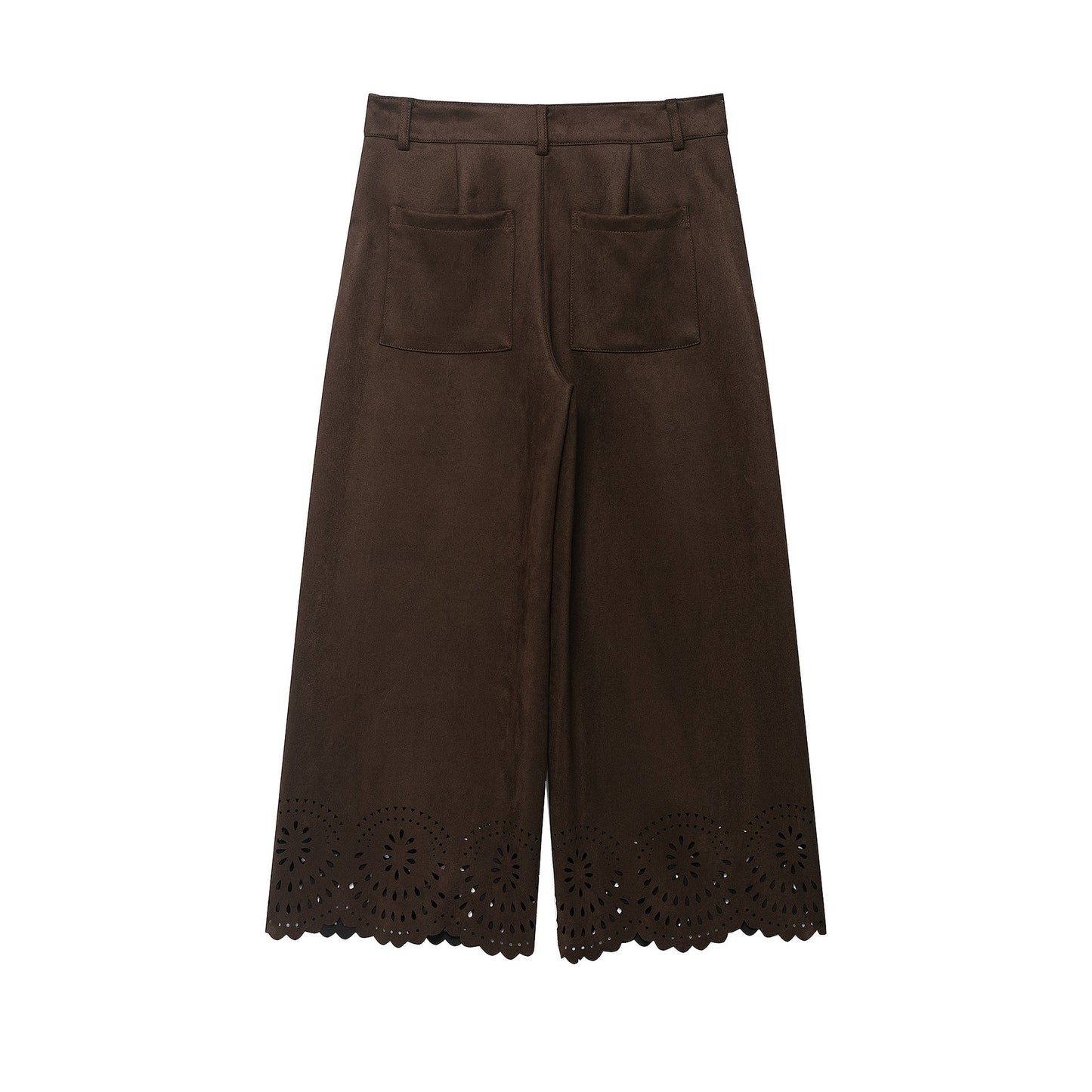 Autumn Hollow Suede Textured Wide Leg Suits