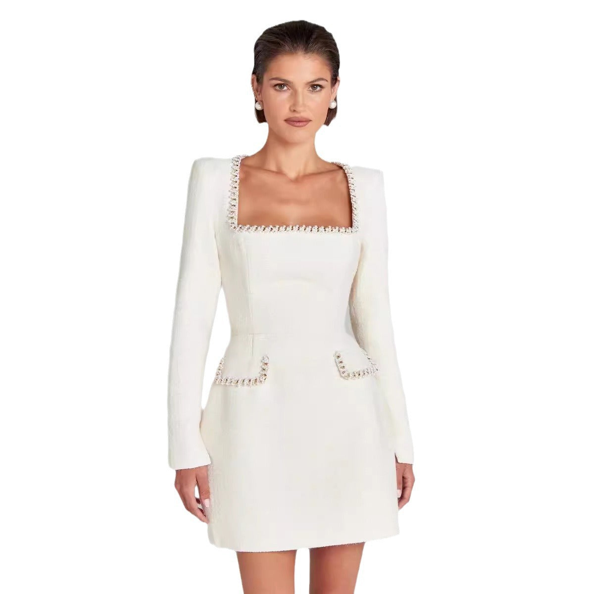 Women's Slim Fit Slimming Long-sleeved Beaded Classic Dresses