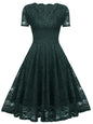 Women's Vintage Collar Mid-length Lace Swing Dress Dresses