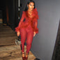 Color Mesh Stitching Plush Long-sleeved Tight Suits