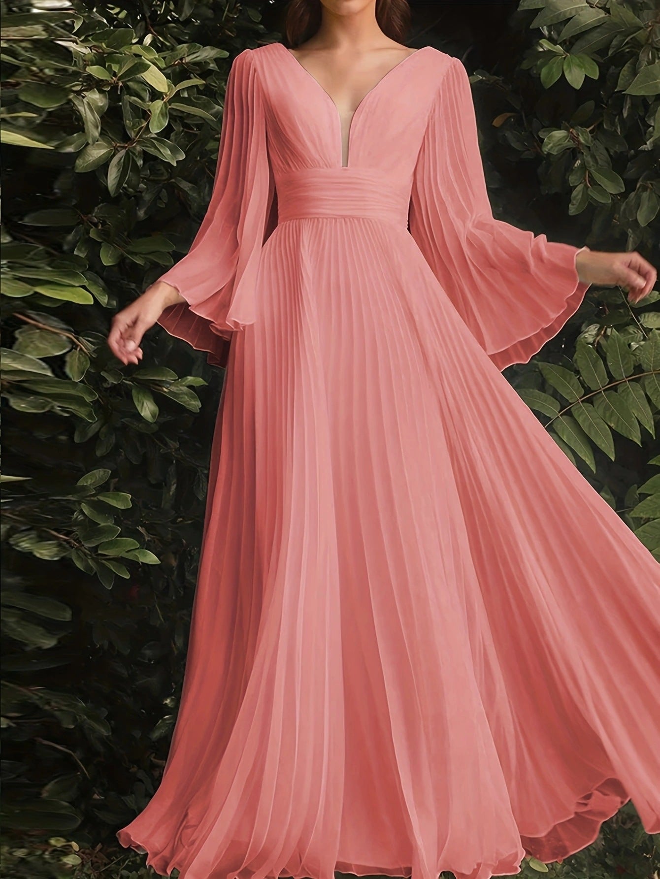 Women's Sexy Deep V Long-sleeved Dress Slim Wedding Dresses