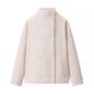 Women's Fashion Casual Polo Collar Bead Leather Coats
