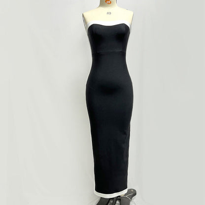 Black Orange Strapless Long Type Sexy Dresses