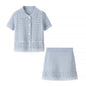 Women's Tassel Short-sleeved Knitted High Waist Mini Suits