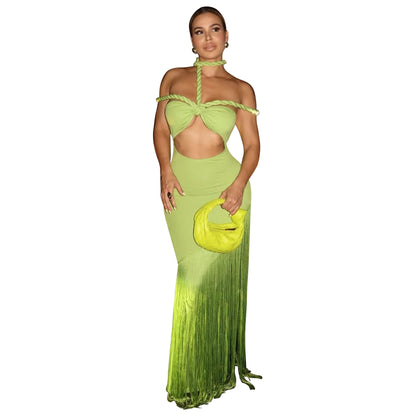 Women's Summer Dress Tassel Stitching Tube Bandage Dresses