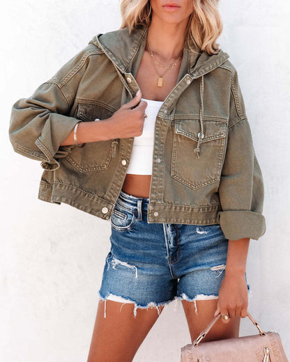 Denim Female Street Hipster Hoodie With Jackets