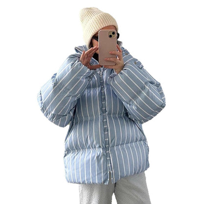 Elegant Striped Long-sleeved Shirt Mid-length Dress Coats