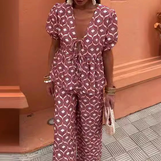 Women's Slouchy Elegant Comfort Casual Floral Suits