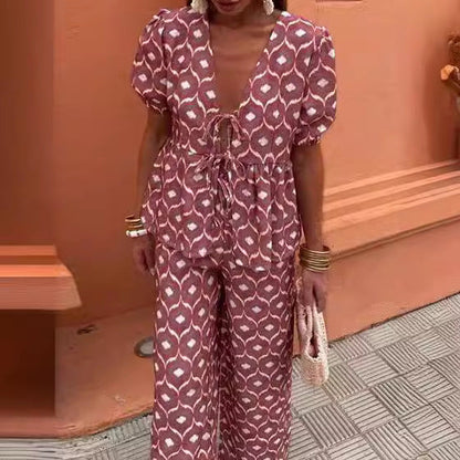 Women's Slouchy Elegant Comfort Casual Floral Suits
