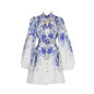 Design High Version Single-breasted Stand-up Collar Puff Sleeve Dresses