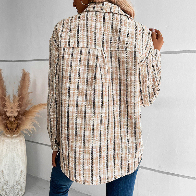 Slouchy Classic Style Design Retro Plaid Jackets