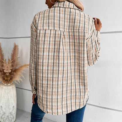Slouchy Classic Style Design Retro Plaid Jackets