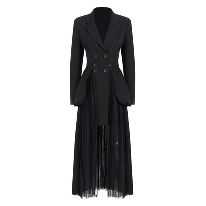 Women's Dark Style Two-piece Elegant Long Mesh Suits