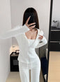 Autumn Simple Comfortable Tight-fitting Cinched Single-breasted Drawstring Trousers Suits