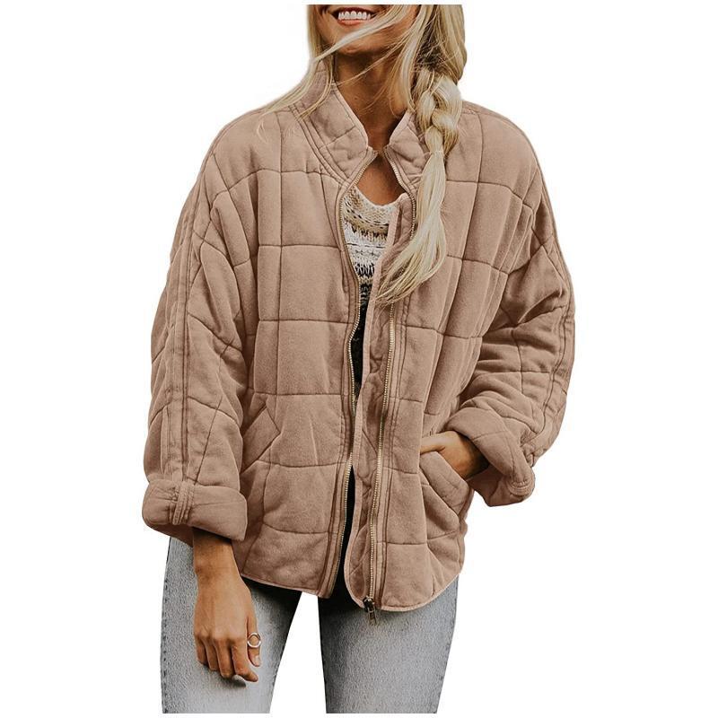 Women's Solid Color Stand-up Collar Loose Pockets Long Coats