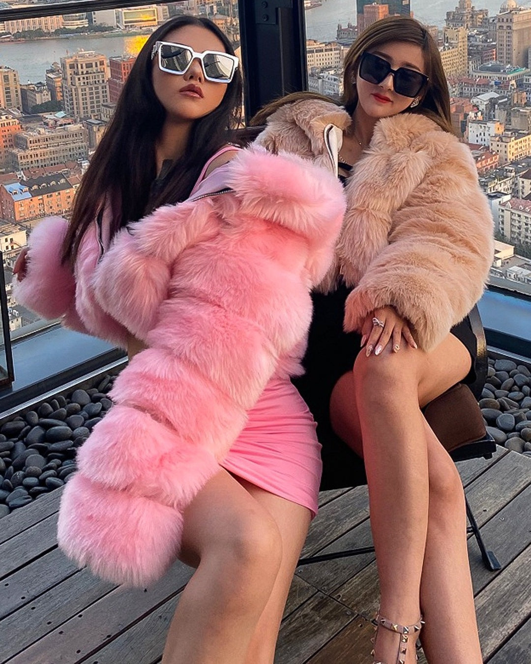 Women's Fur Hooded Imitation Fox Long Sleeve Coats