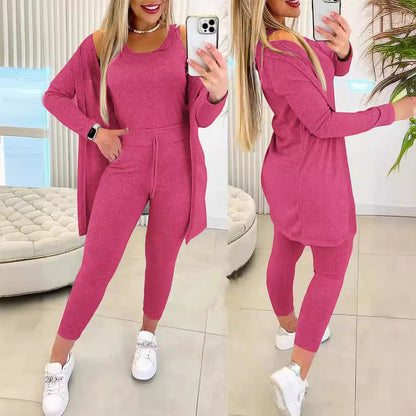 Women's Dressing Gown Round Neck Solid Color Suits
