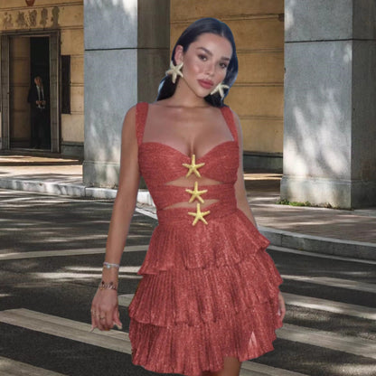 Women's Sexy Hot Alloy Three-dimensional Neptune Ornament Dresses