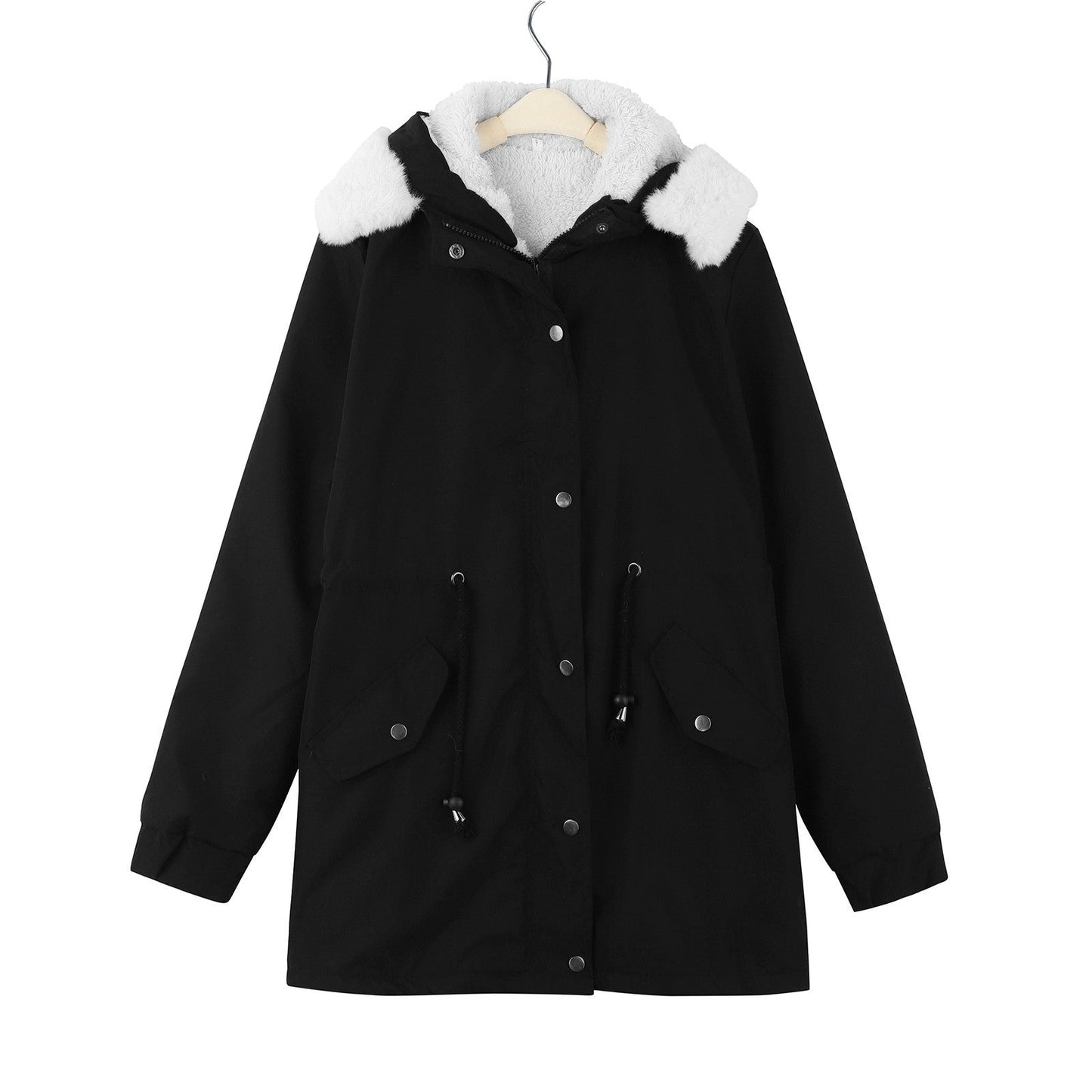 Women's Clothes Mid-length Hooded Winter Lamb Wool Coats