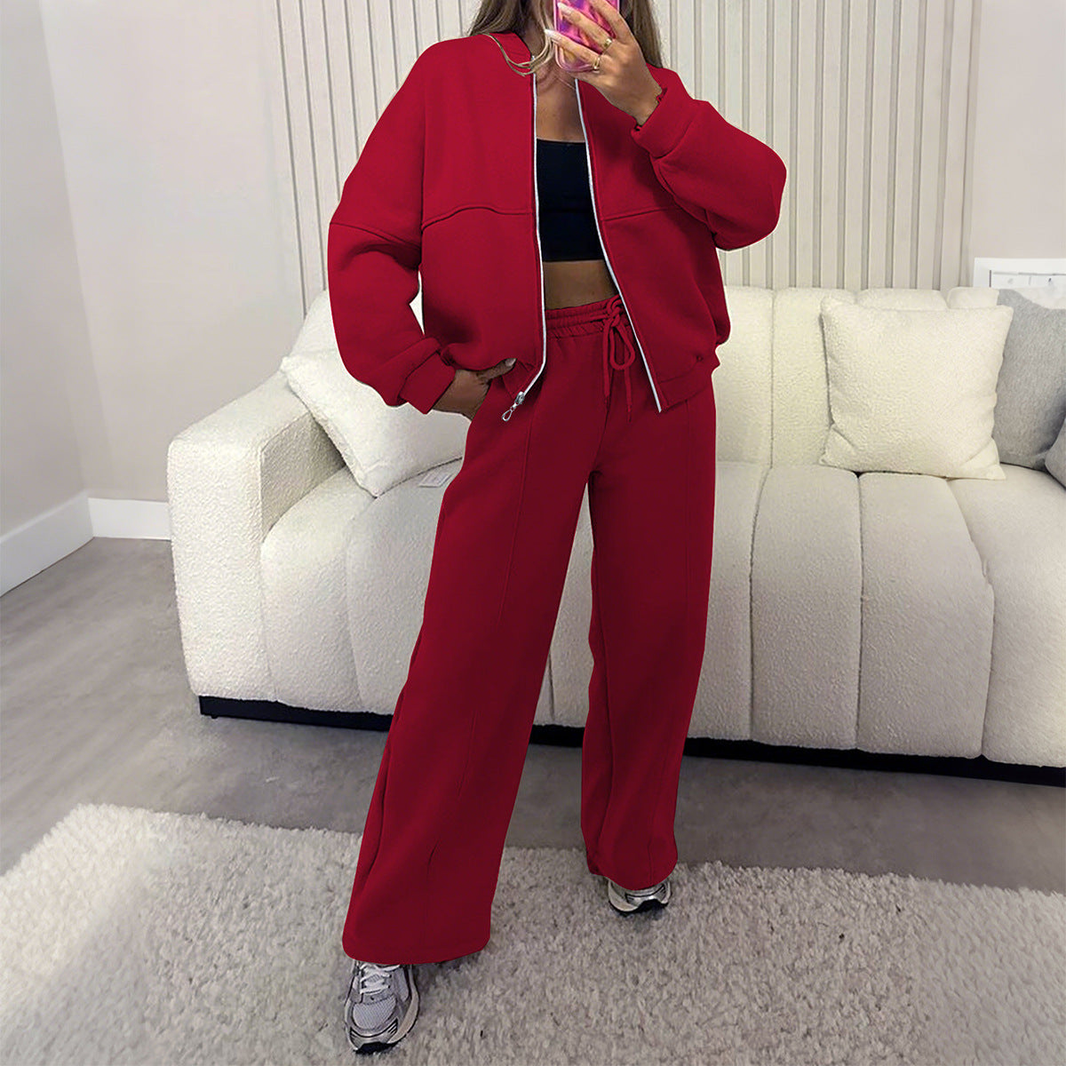 Women's Sports Style Long-sleeved Solid Color Long Suits