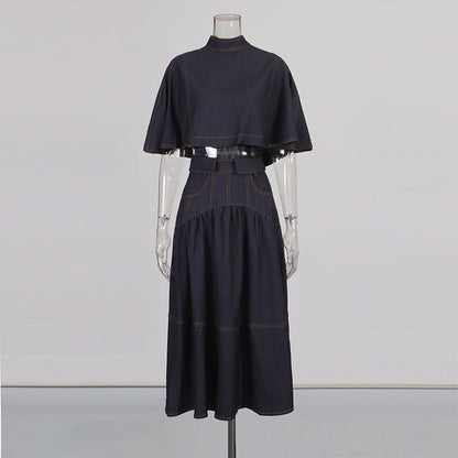 Women's Fashion Casual Set Cape Stand Collar High Suits