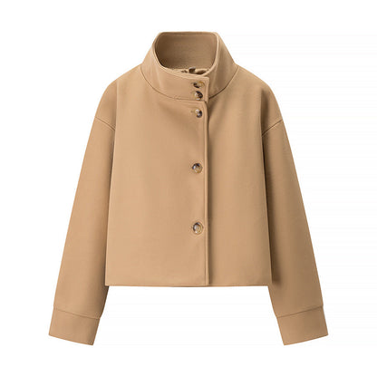 Women's Elegant Stand Collar Breasted Woolen Coats