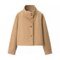 Women's Elegant Stand Collar Breasted Woolen Coats