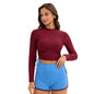 Swimsuit Women Split Long Sleeve Sunscreen Solid Color Conservative Two Piece Set Swimsuit