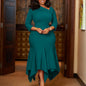 Women's Diagonal Collar Solid Color High Waist Dresses