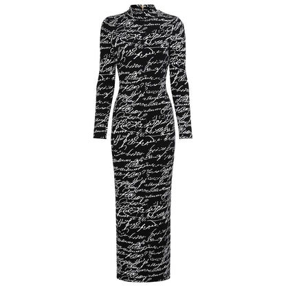 High Quality Long Sleeve Half Turtleneck Knitted Dresses