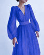 Color Elegant Lady Puff Sleeve Polka Dresses