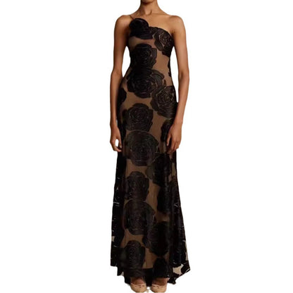 Women's Black Slip Dress Sexy Backless Long Dresses