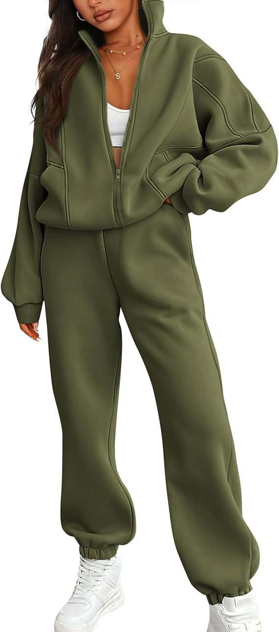 Women's Two-piece Fleece Casual Zipper Loose Fashion Sweaters