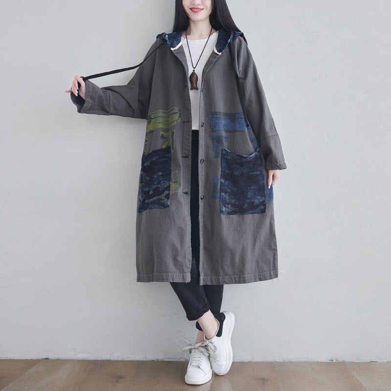 Looking Washed-out Anorak Personalized Batwing Sleeve Coats