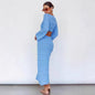 Sexy Women Clothing Sexy Cutout Bell Sleeve Solid Color Knitted Dress Maxi Dress Women