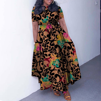 Women's Fashion Elegant Tied African Sleeve Large Dresses