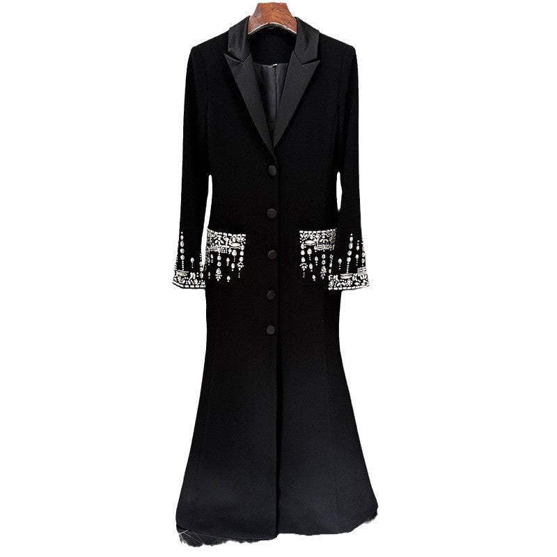 Fashion Bead Diamond Tailored Collar Dress Dresses