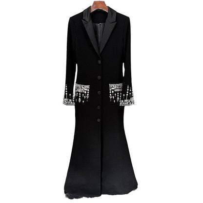 Fashion Bead Diamond Tailored Collar Dress Dresses