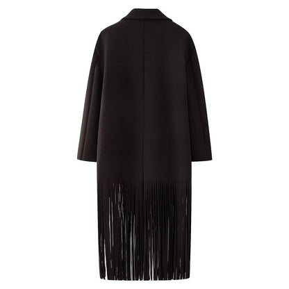 Women's Loose Lapels Tassel Long Woolen Outerwear Coats