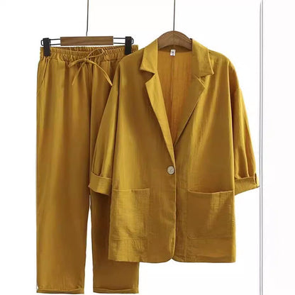 Women's Cotton Linen Autumn Loose Fashion Casual Suits