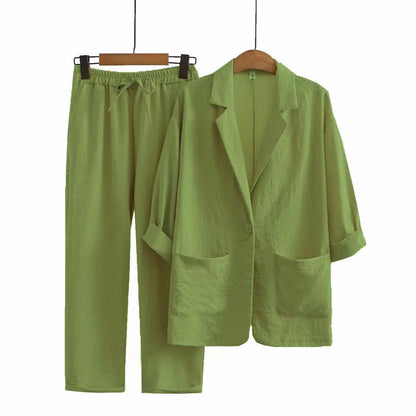 Women's Cotton Linen Autumn Loose Fashion Casual Suits